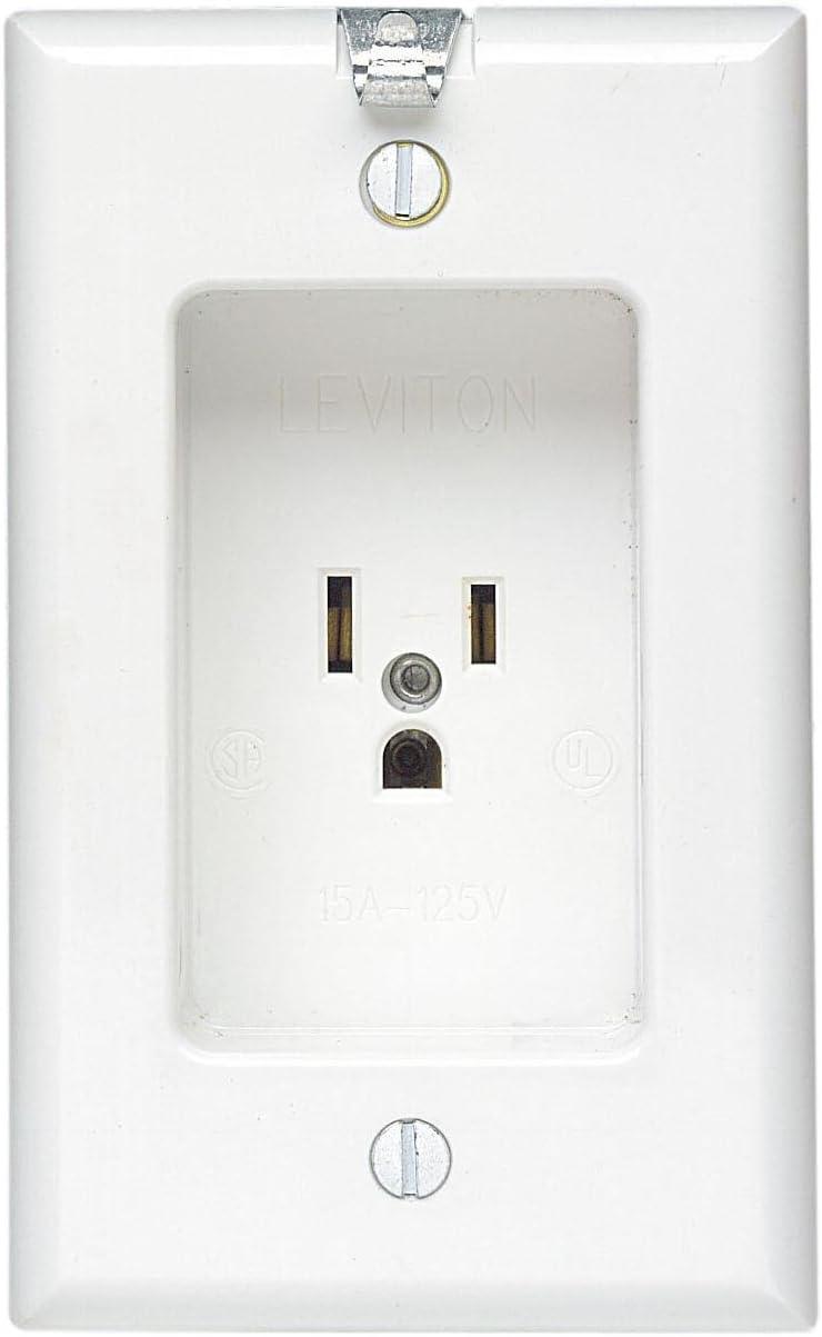 White Tamper Resistant Single Recessed Outlet with Wall Plate