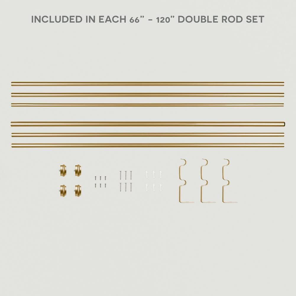 EXCLUSIVE HOME Topper Double Curtain Rod and Finial Set, Gold, 36"-72"