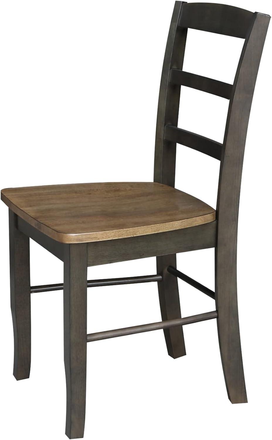 Set of 2 Madrid Ladderback Chairs Hickory/Washed Coal - International Concepts: Solid Wood, Unupholstered