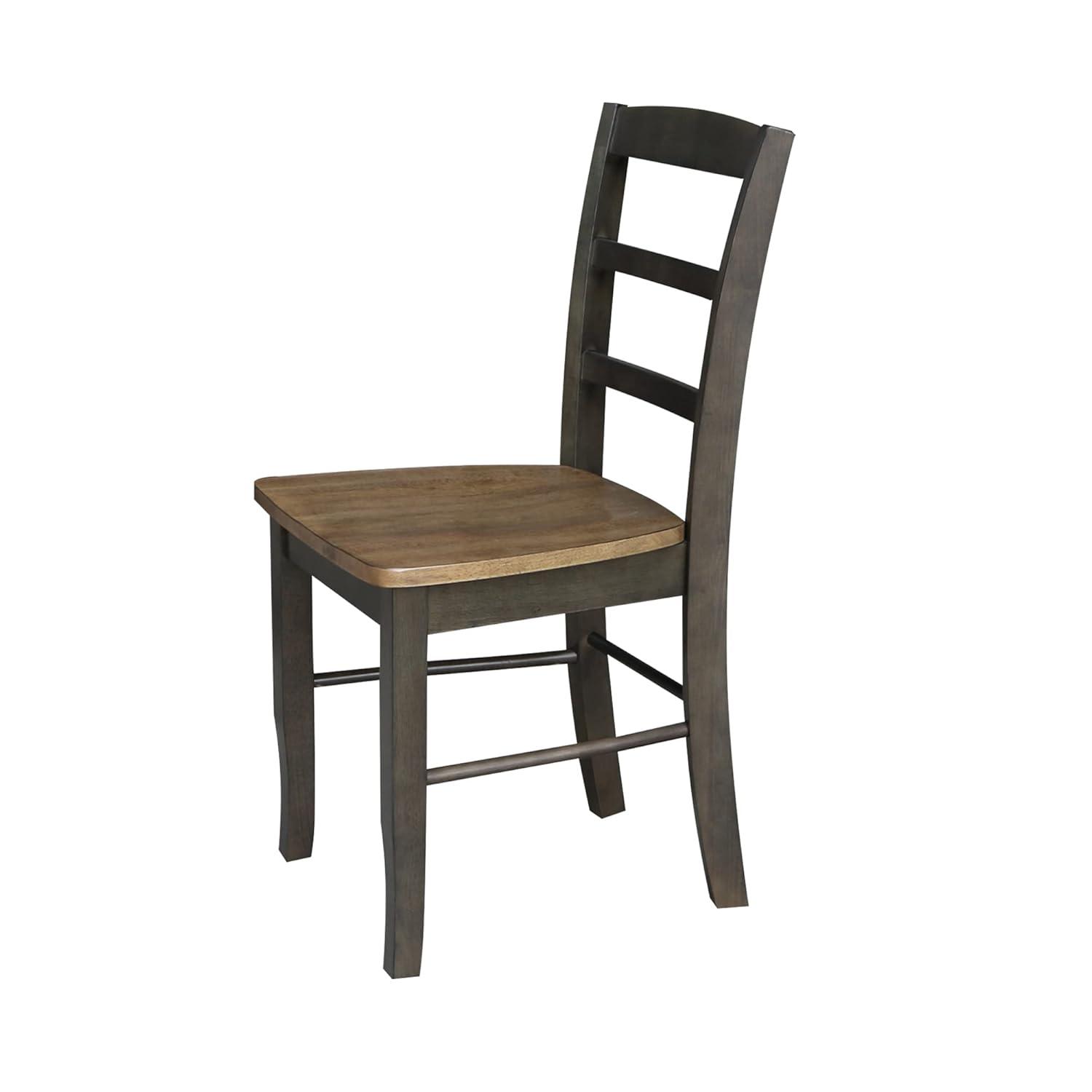 Set of 2 Madrid Ladderback Chairs Hickory/Washed Coal - International Concepts: Solid Wood, Unupholstered