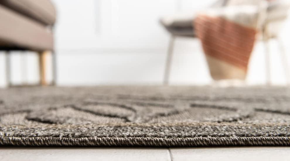 Unique Loom 6' 1 x 9' 0 Gray Outdoor Botanical Augusta Area Rug