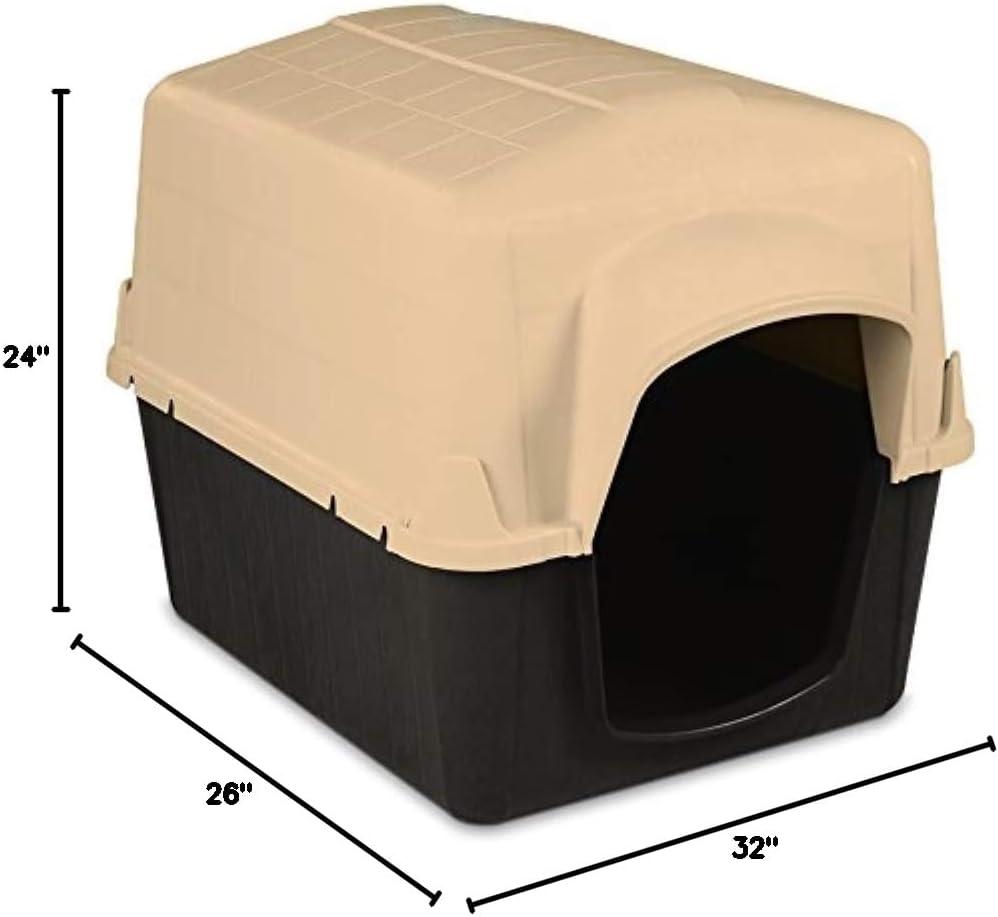 Petmate Aspen Pet Petbarn 3 Plastic Outdoor Dog House, 32" Medium for Pets 25-50 lb, Tan