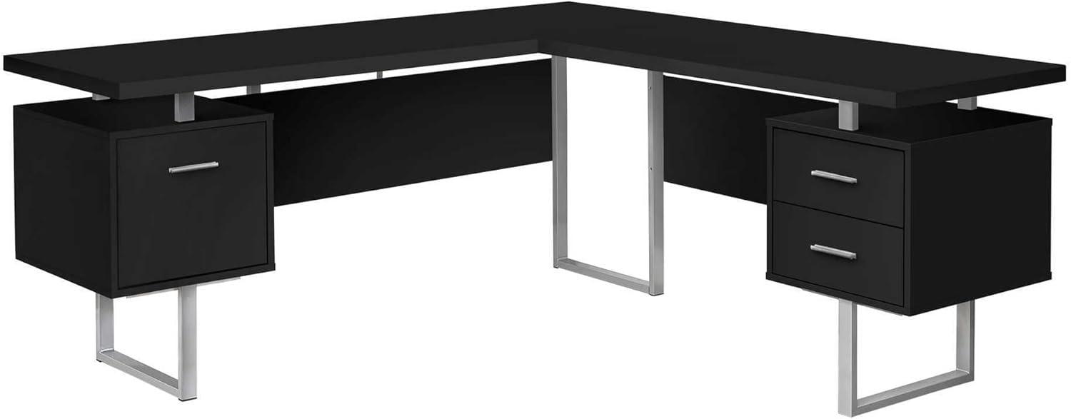 Monarch Specialties Computer Desk, Home Office, Corner, 70"L, L Shape, Work, Laptop, Black Laminate