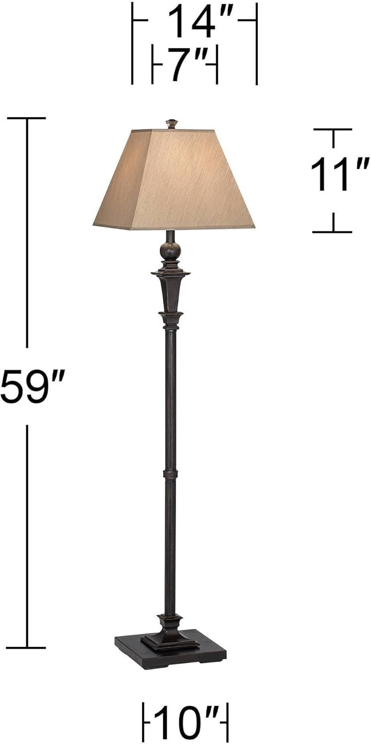 Regency Hill Madison Italian Traditional 59" Tall Standing Floor Lamps Set of 2 Lights Brown Metal Bronze Finish Living Room Bedroom House Reading