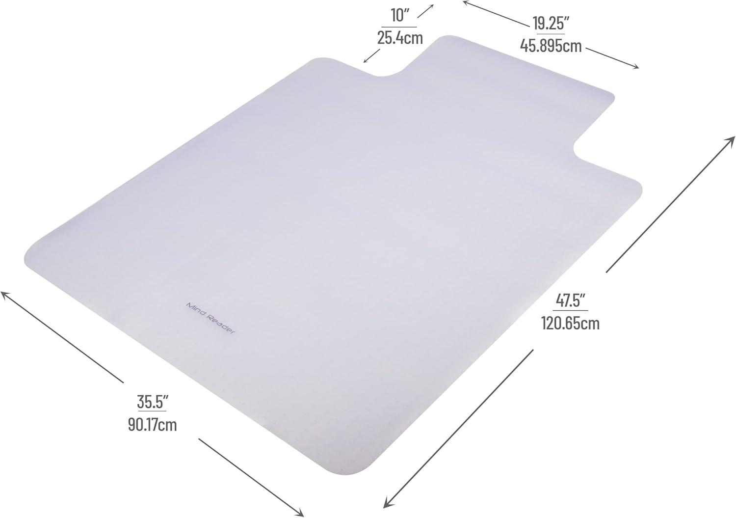Mind Reader Mind Reader Office Chair Mat for Carpet, Under Desk Protector, Carpet Grips, Rolling, PVC, 47.5"L x 35.5"W x 0.125"H