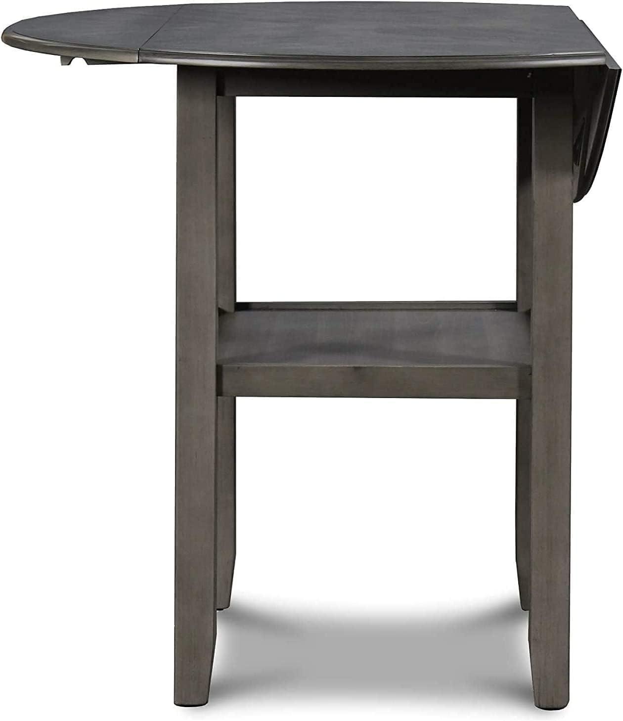 New Classic Furniture Furniture Gia Solid Wood Counter Drop Leaf Table 2 Chairs in Gray