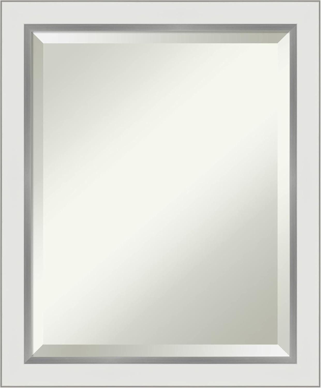 Eva White Silver Narrow Framed Vanity Mirror