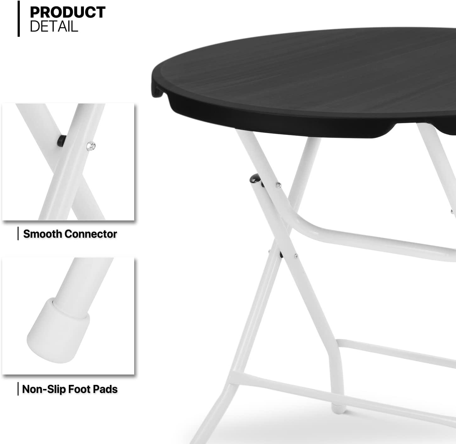 31.5" Round Folding Banquet Table, Portable Plastic Coffee Card Dining Table for Outdoor Party Event