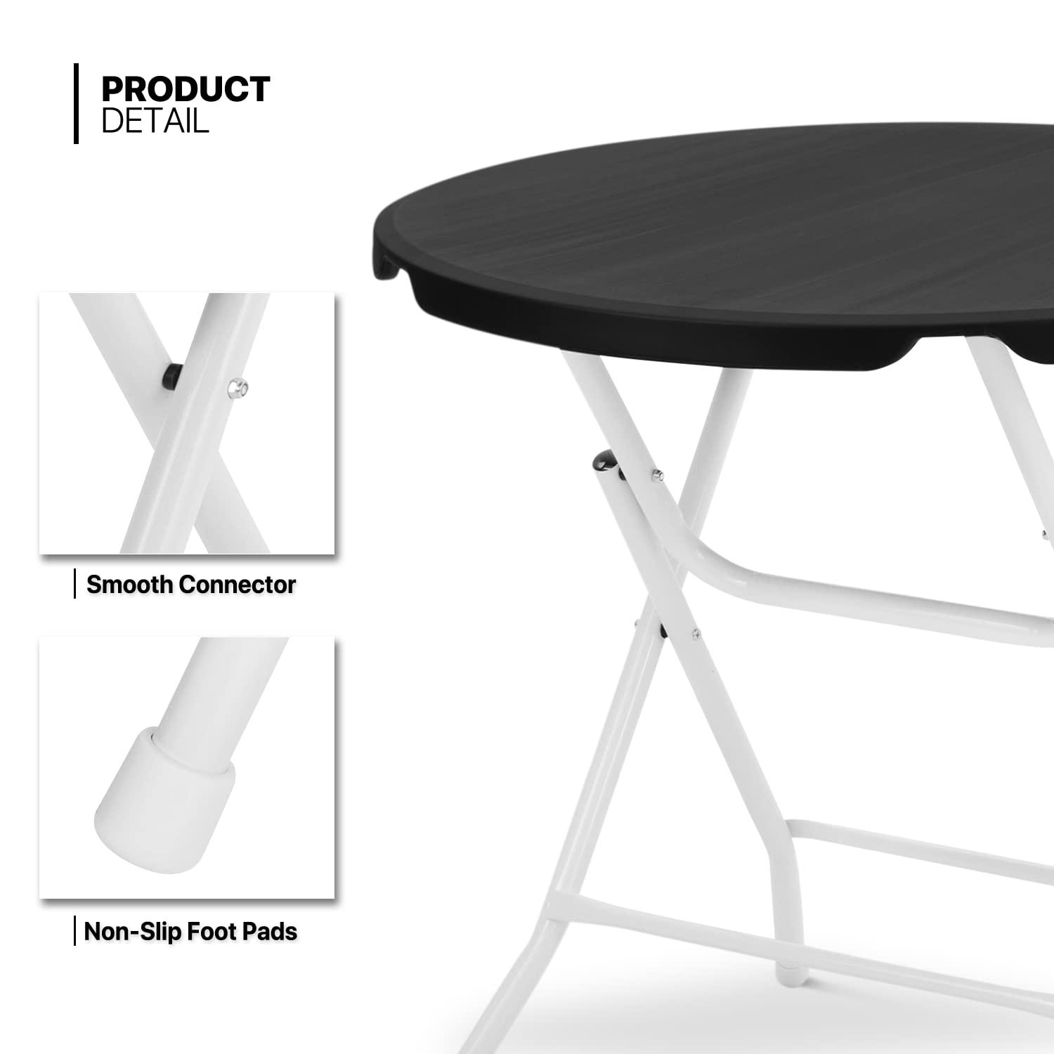 31.5" Round Folding Banquet Table, Portable Plastic Coffee Card Dining Table for Outdoor Party Event