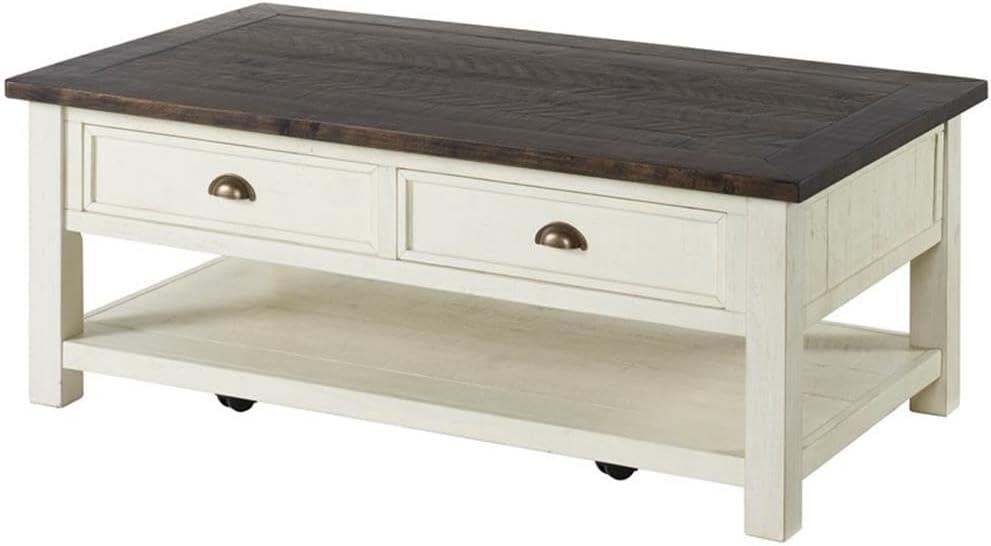 Martin Svensson Home Monterey 50" Coffee Table, Cream White and Brown