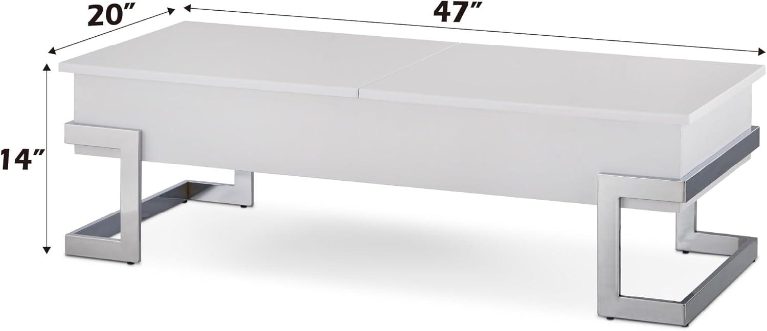 Wooden Coffee Table With Lift Top Storage Space White - Saltoro Sherpi