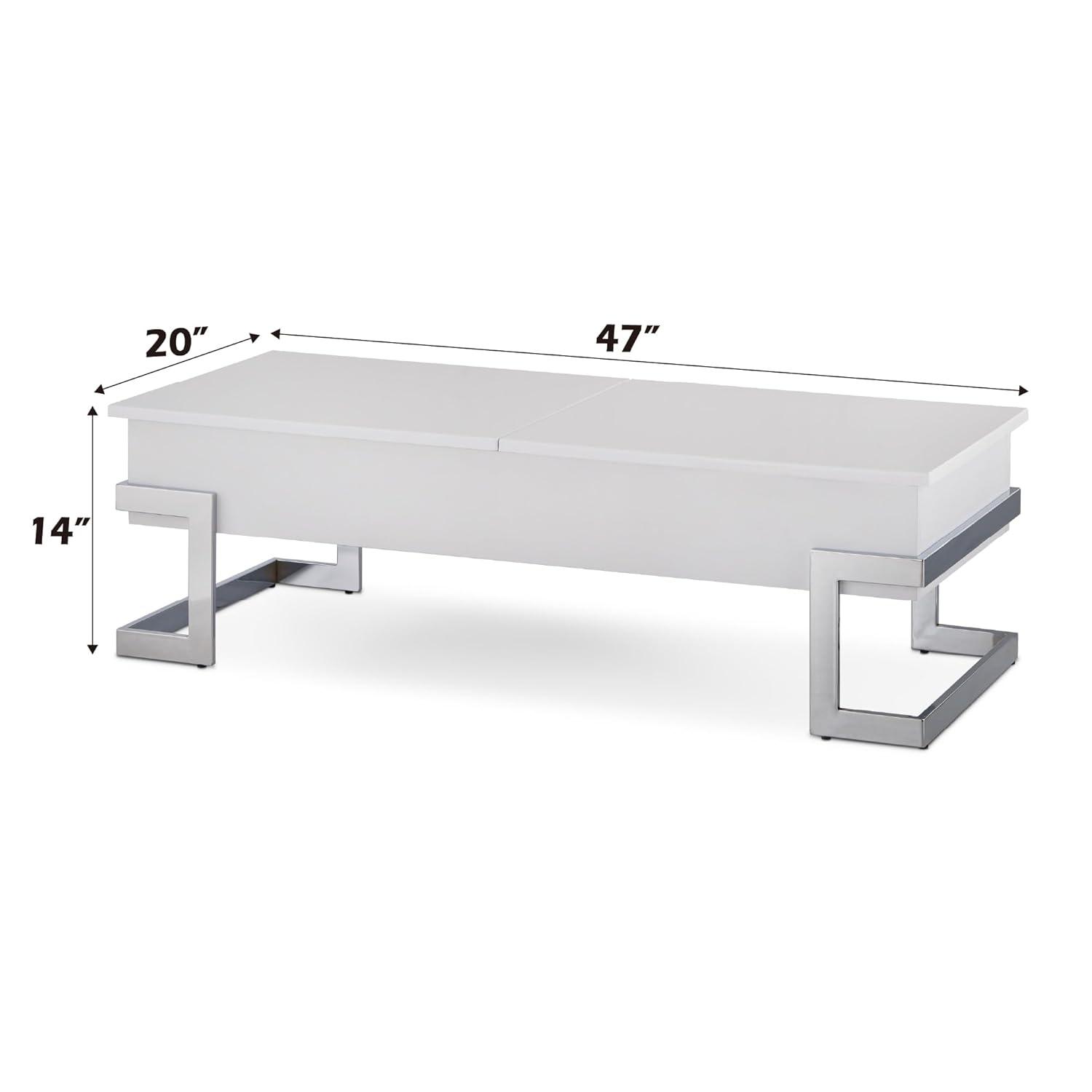 Wooden Coffee Table With Lift Top Storage Space White - Saltoro Sherpi