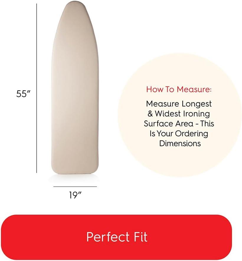 Eco-Friendly Beige Cotton and Wool Ironing Board Cover 19 x 55