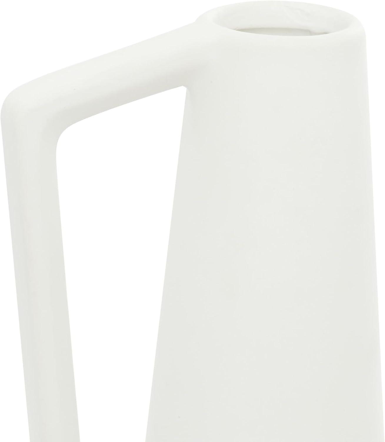 CosmoLiving by Cosmopolitan 13", 12", 11"H White Ceramic Vase with Handles, Set of 3