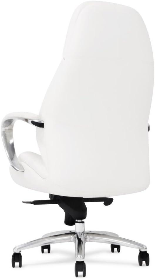 Zuri Furniture Gates Genuine Leather Aluminum Base High Back Executive Chair - White