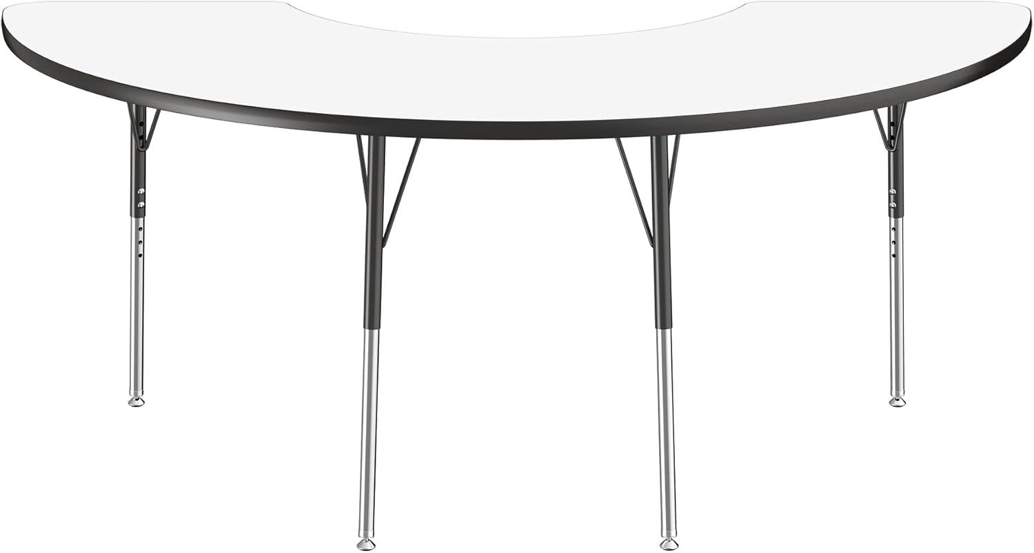 36" x 72" Half Moon T-Mold Activity Table with Adjustable Legs