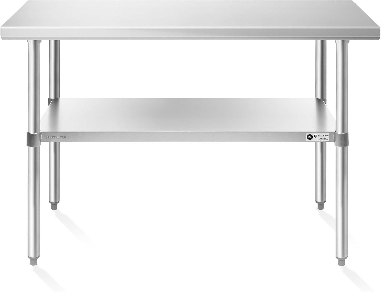 KUTLER Stainless Steel Table for Work and Prep, NSF Heavy Duty Commercial Kitchen Table for Restaurant