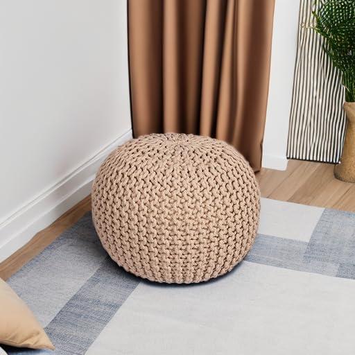 BirdRock Home Round Pouf Foot Stool Ottoman - Natural