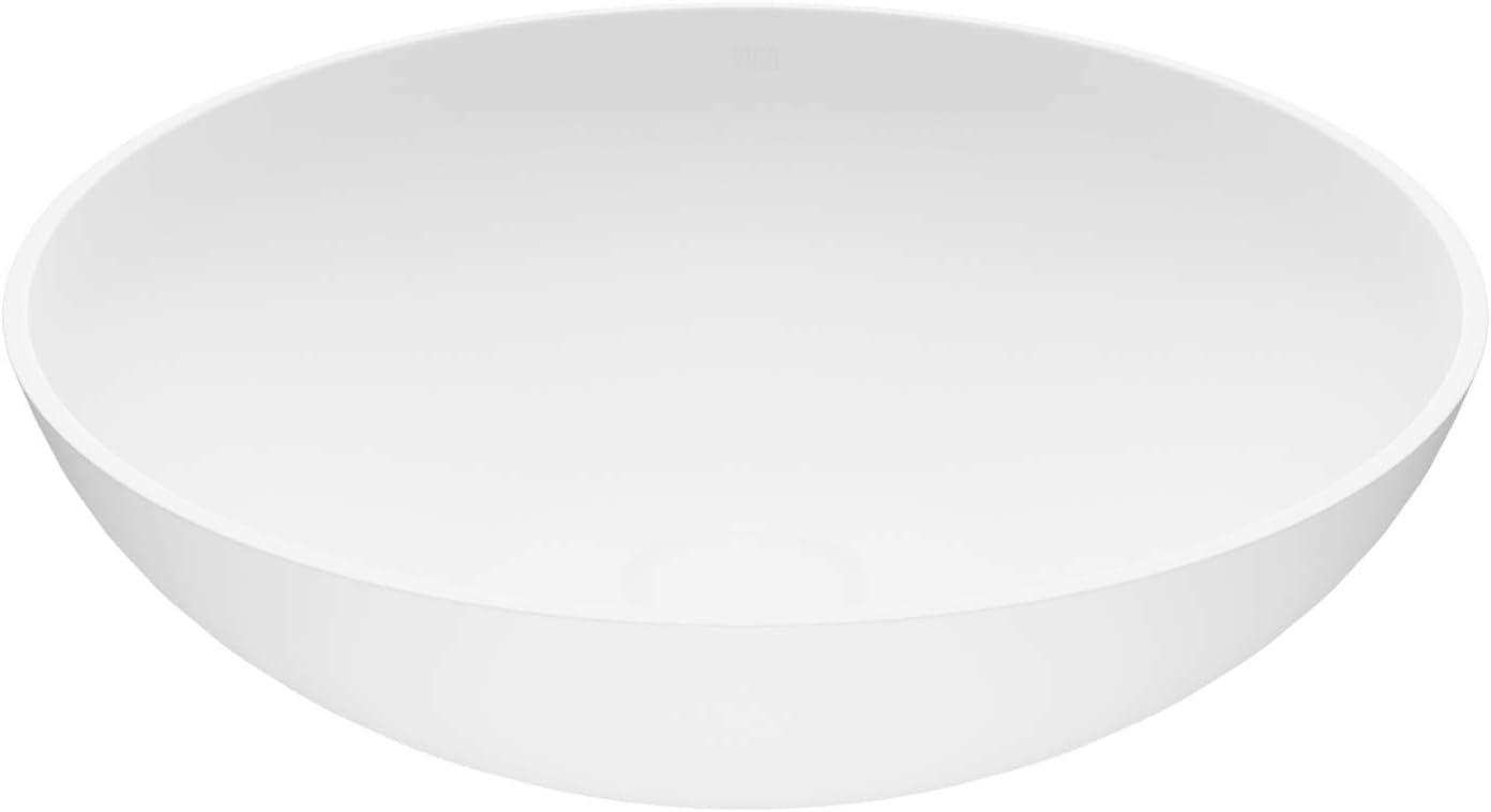 Lotus 16" L x 16" W x 5" H Matte White Handmade Round Vessel Bathroom Sink