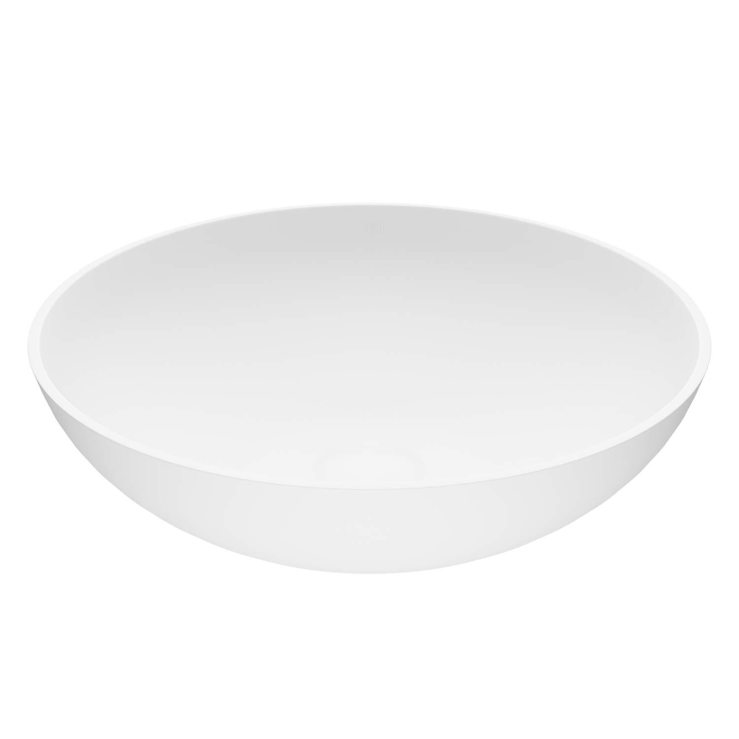 Lotus 16" L x 16" W x 5" H Matte White Handmade Round Vessel Bathroom Sink
