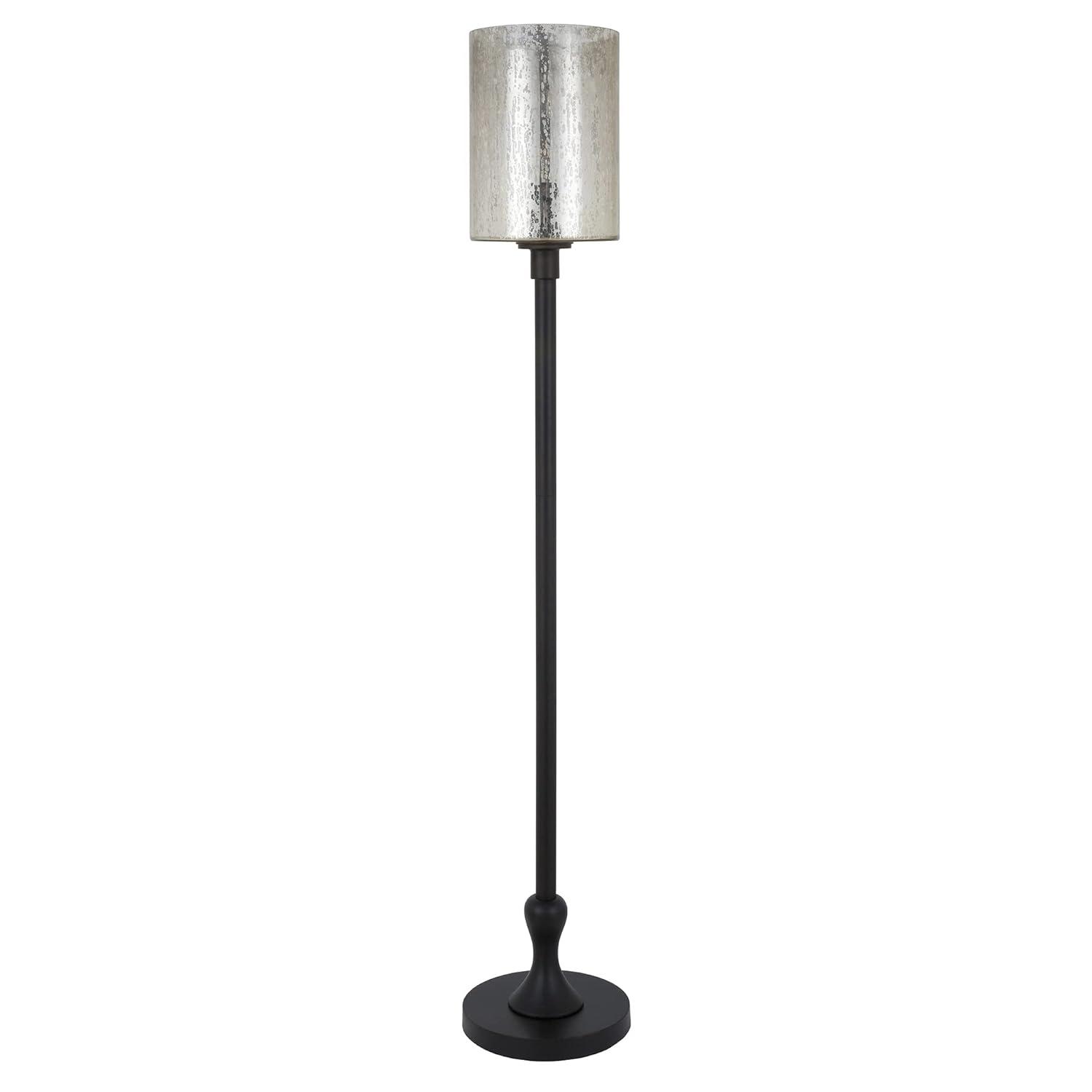 Numit 68.75" Tall Floor Lamp with Glass Shade in Blackened Bronze/Mercury Glass