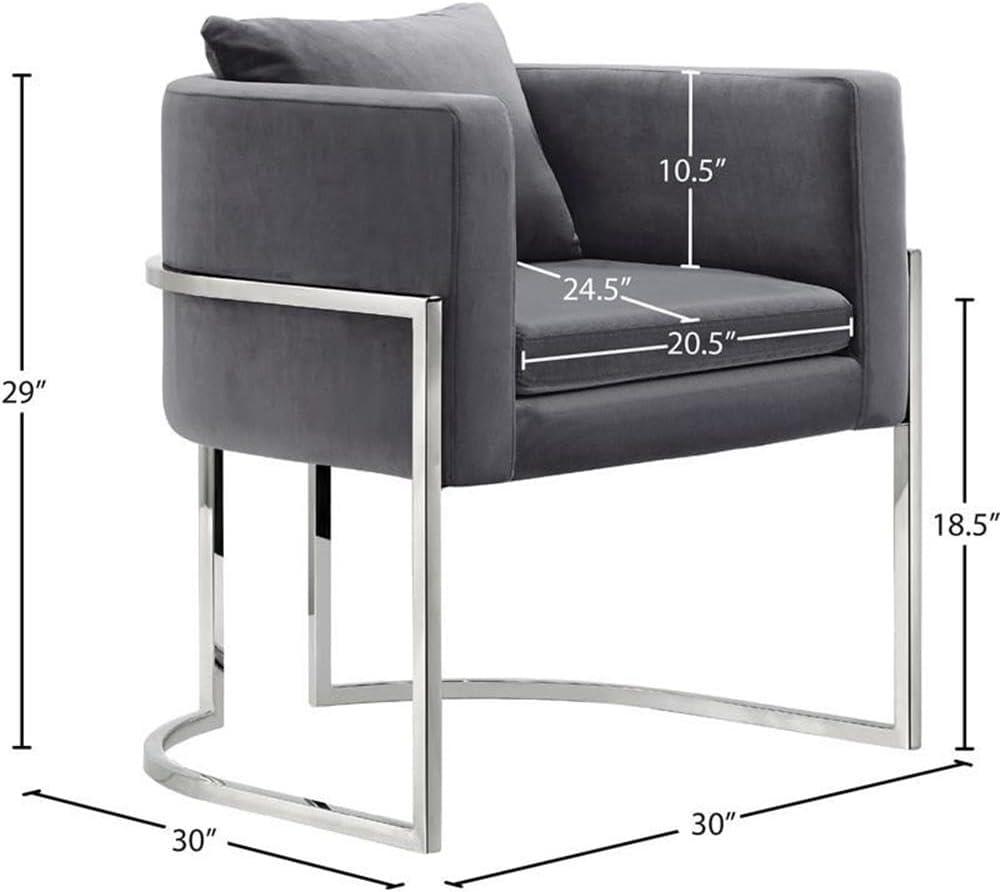 Pippa 18.5"H Velvet Accent Chair in Gray and Chrome-Meridian Furniture