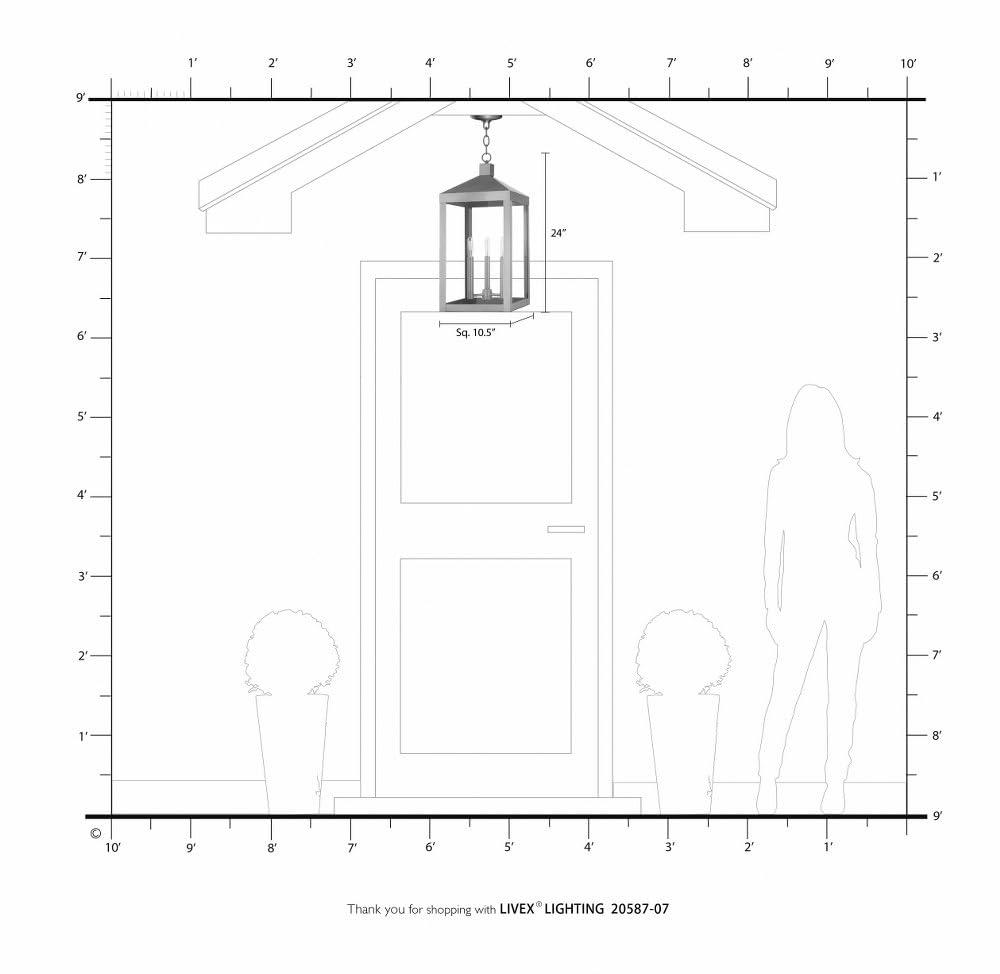 3 Light Outdoor Pendant Lantern with Clear Glass Shade