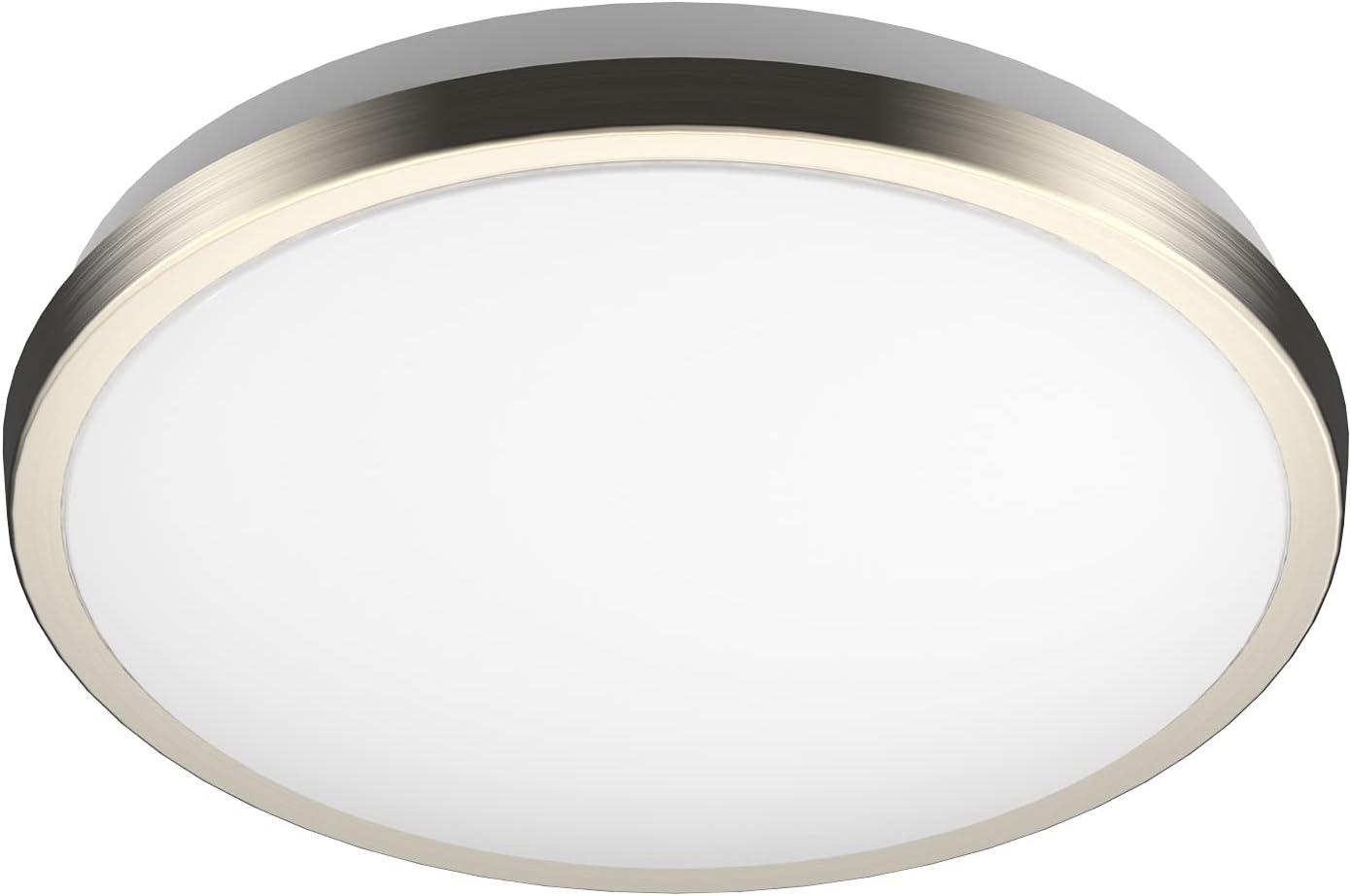 DYMOND 10" LED Ceiling Light Flush Mount Dimmable Brushed Nickel Thin Ring 3000K Warm White