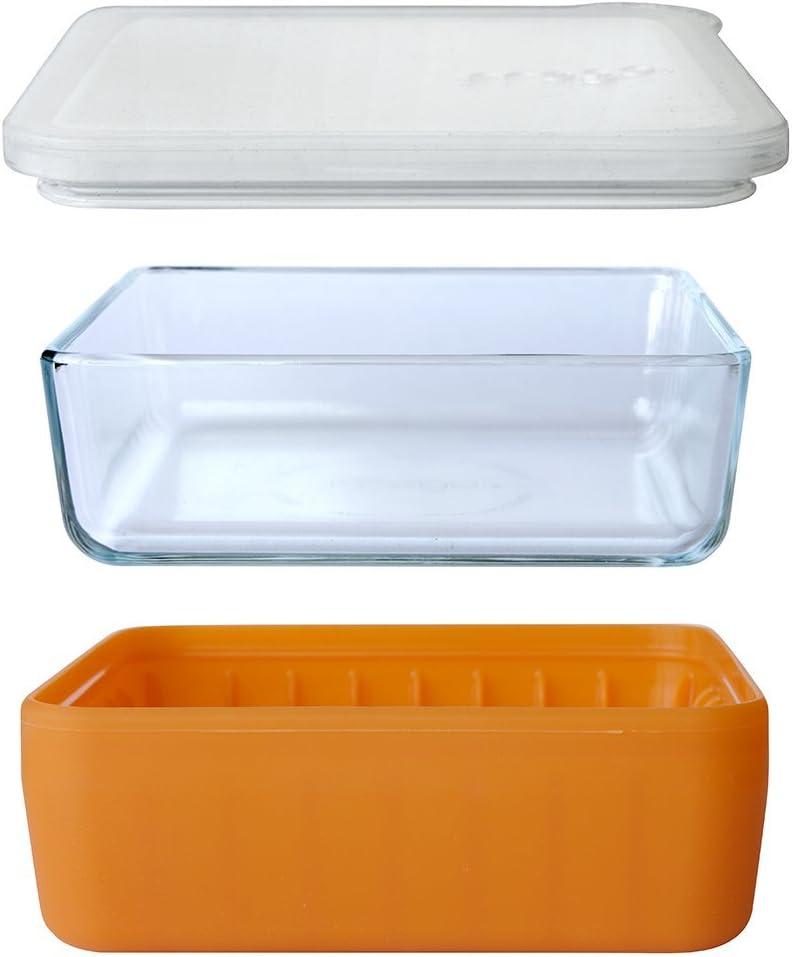 Honeysuckle Glass Food Storage Bowl with Silicone Sleeve