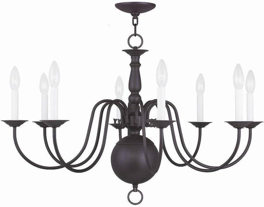 Bronze 8-Light Candelabra Chandelier with Steel Finish