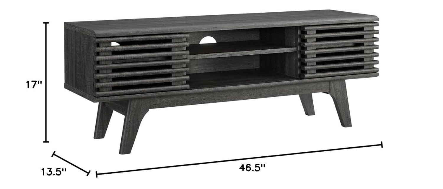 Modway Render 46" Media Console – Modern TV Stand with Sliding Slatted Doors
