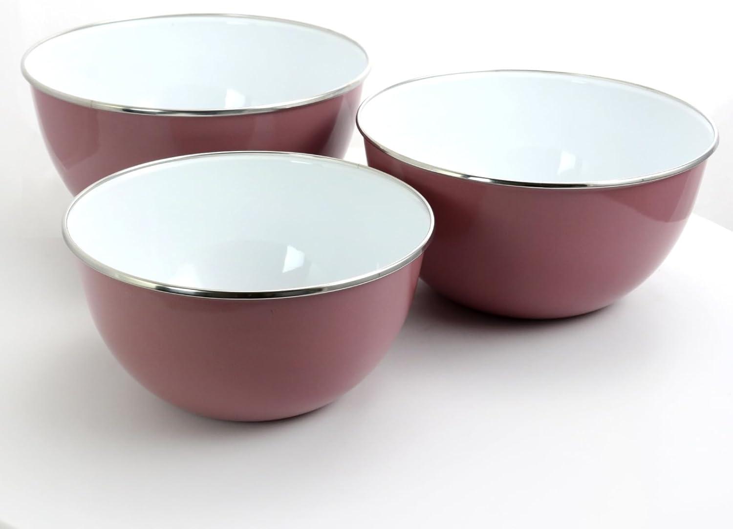 Gibson Home 6pc Steel Plaza Cafe Nesting Mixing Bowls with Lids: Large Steel Bowls, Lavender, Hand Wash Only