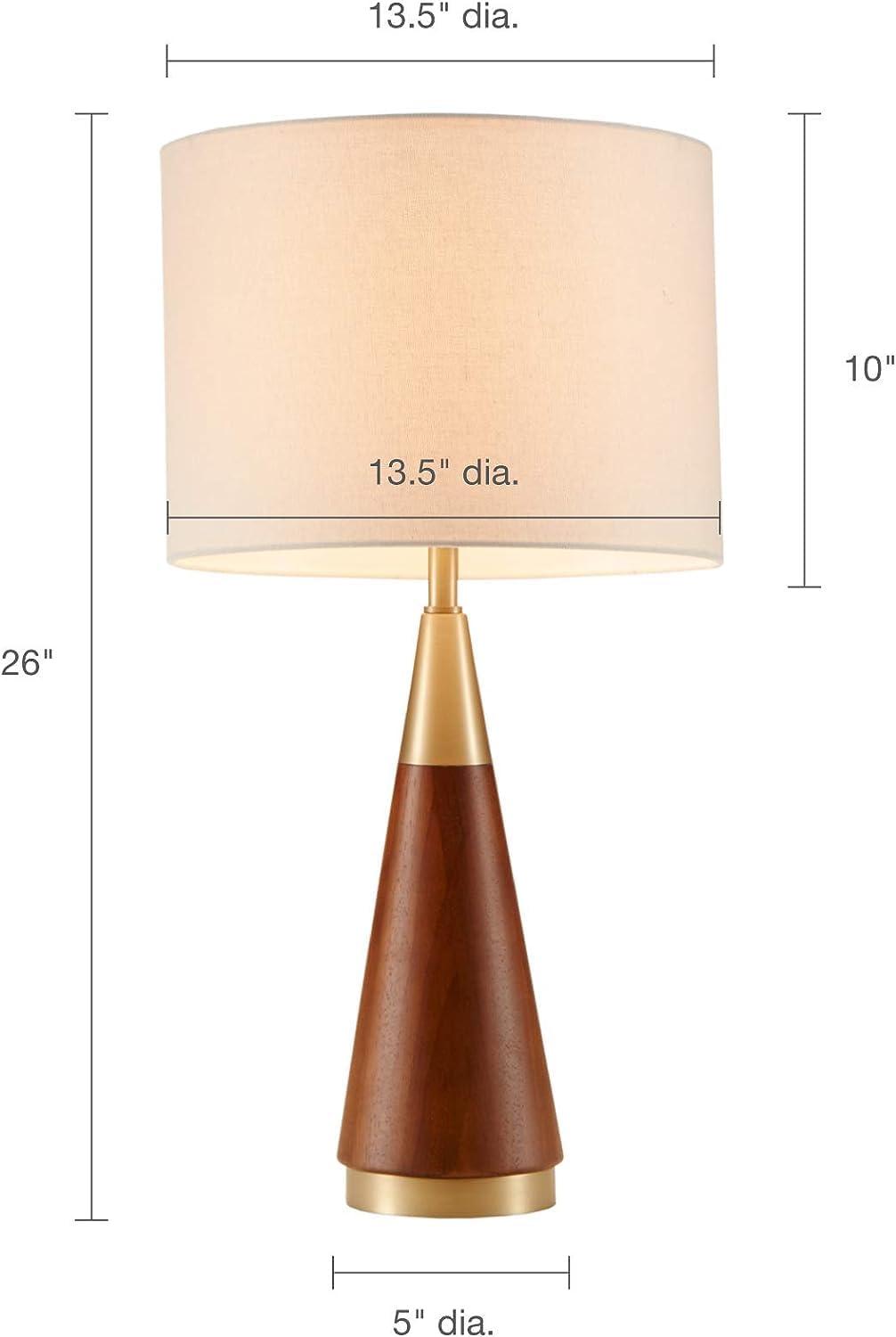 Gold and Brown Mid Century Modern Table Lamp with White Shade