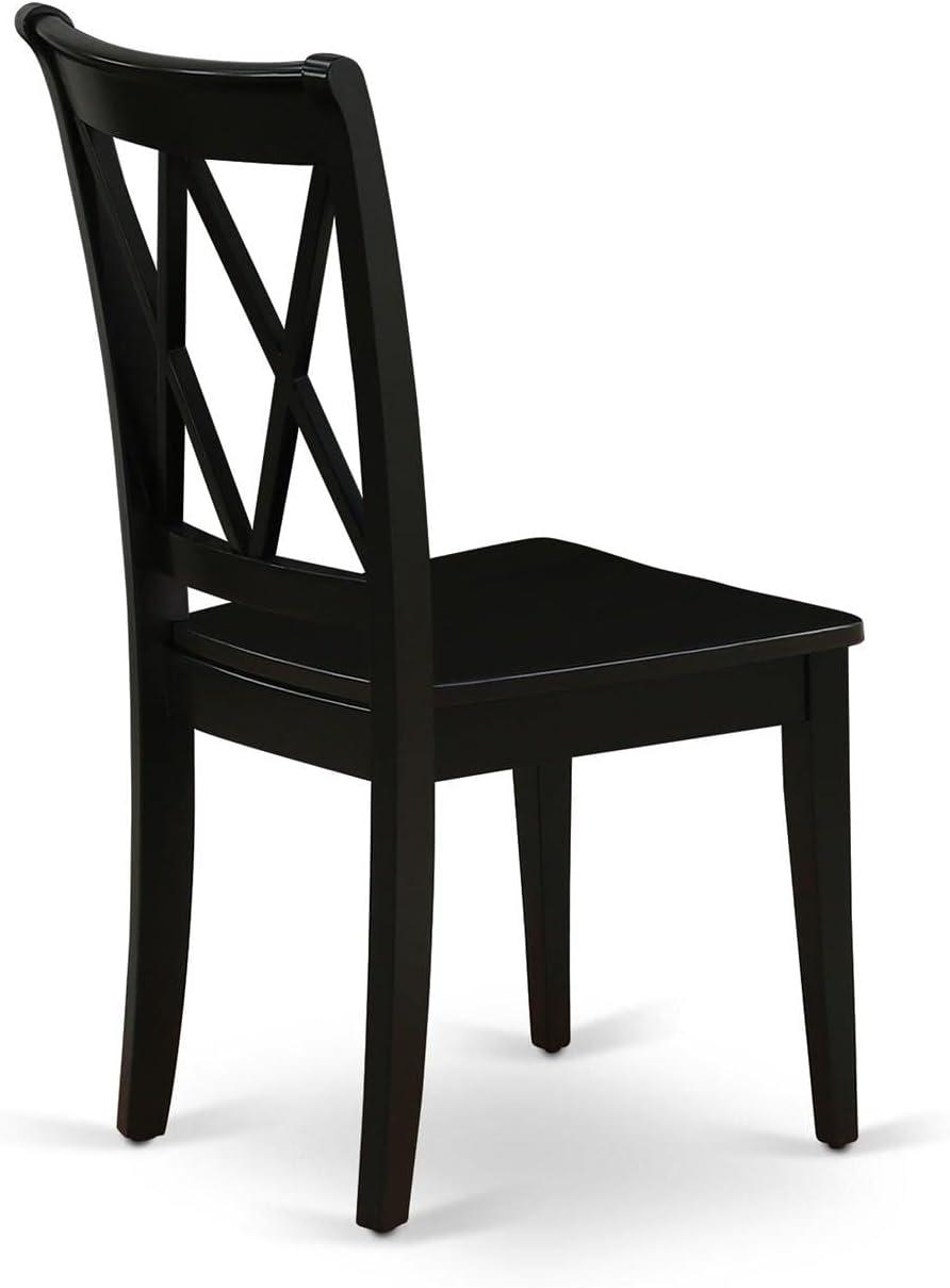 East West Furniture Clarksville 11" Wood Dining Chairs in Black (Set of 2)