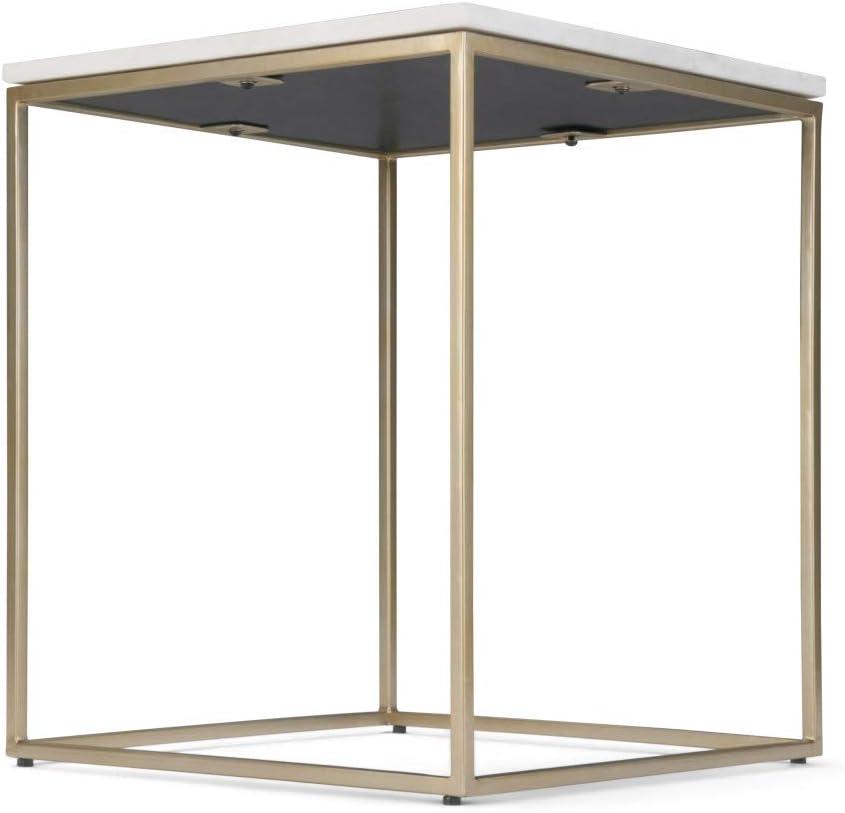 White Marble and Gold Metal Modern Accent Table