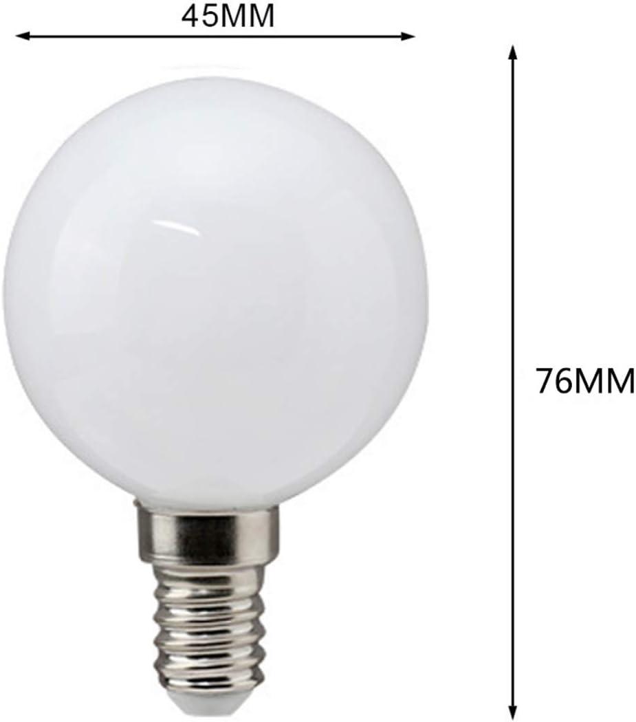 G16 (G50) E14 LED Bulb 5W 50 Watt Equivalent Incandescent Light Bulbs Night Stand Bulb Warm White 3000K Energy Saving Full Milky Glass Lamp Bulb for Home Lighting, AC 110-220V (6-Pack)