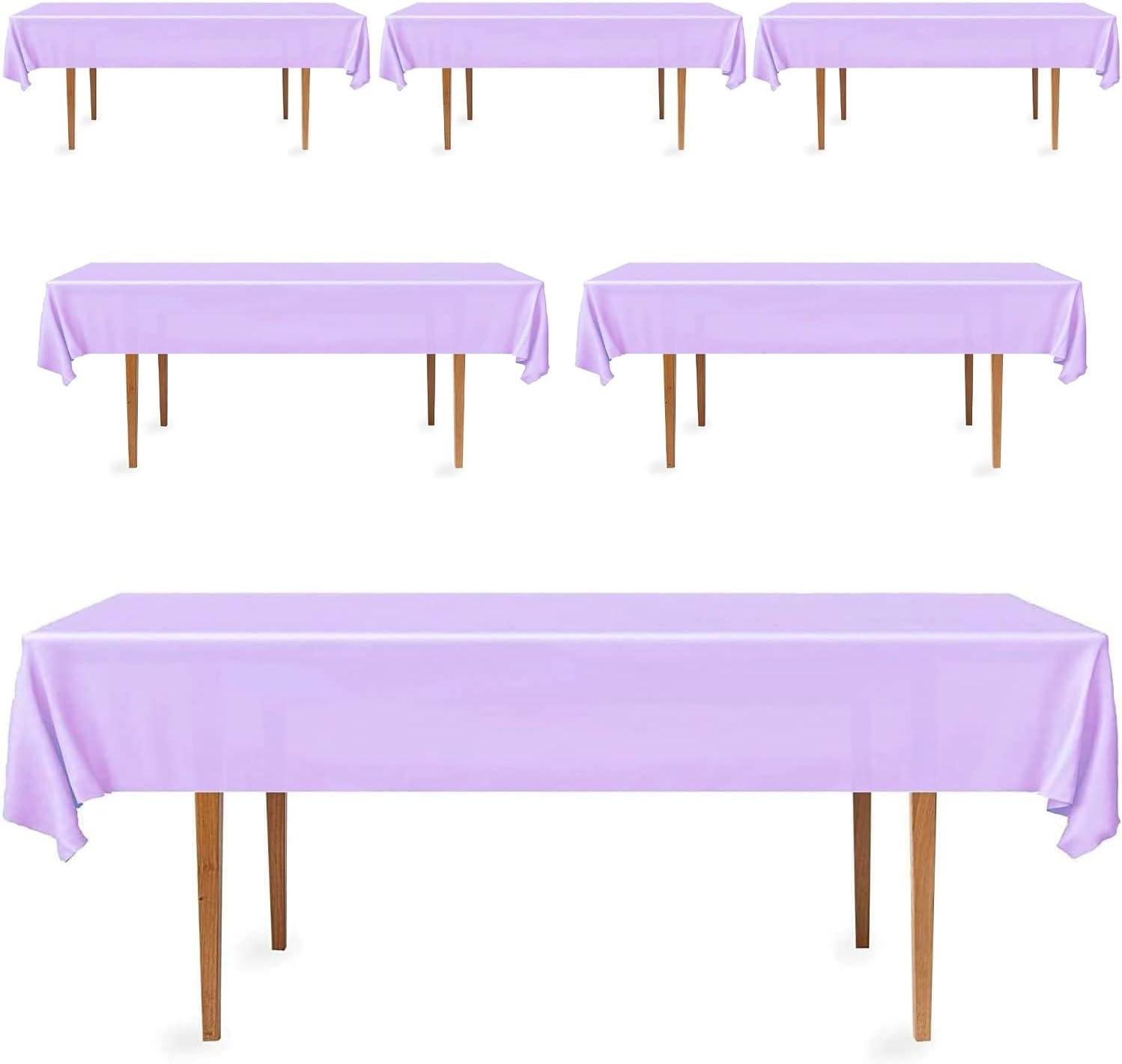 Crown Premium Quality Plastic Tablecloth 54 Inch. x 108 Inch. Rectangle - Lavender - 6 Pack