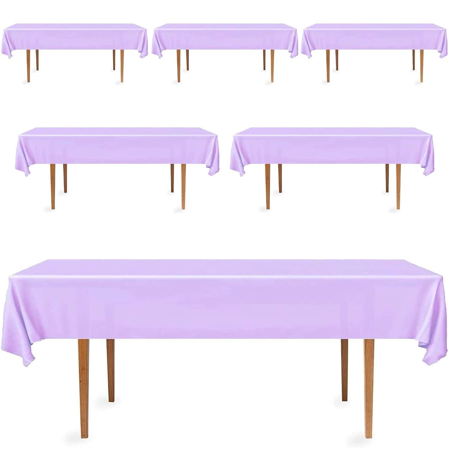 Crown Premium Quality Plastic Tablecloth 54 Inch. x 108 Inch. Rectangle - Lavender - 6 Pack