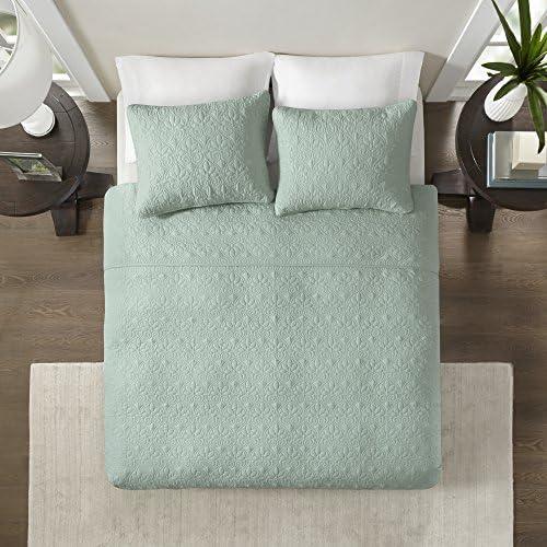 Madison Park 3pc Full/Queen Vancouver Reversible Coverlet Set Seafoam: Lightweight, Machine Washable