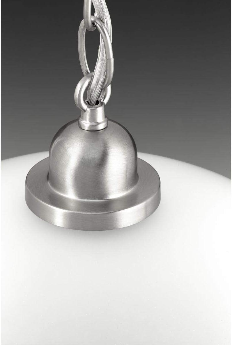 Progress Lighting, Classic Collection, 1-Light Pendant, Brushed Nickel, Etched Glass Shade