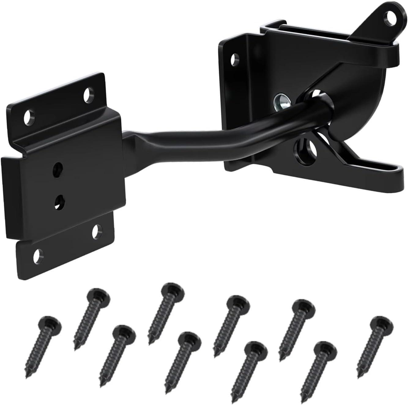 Gate Latch Automatic Gate Gravity Latch Self Locking Fence Gate Latch with Pull Cable for Wooden Fence Gates Door, Black