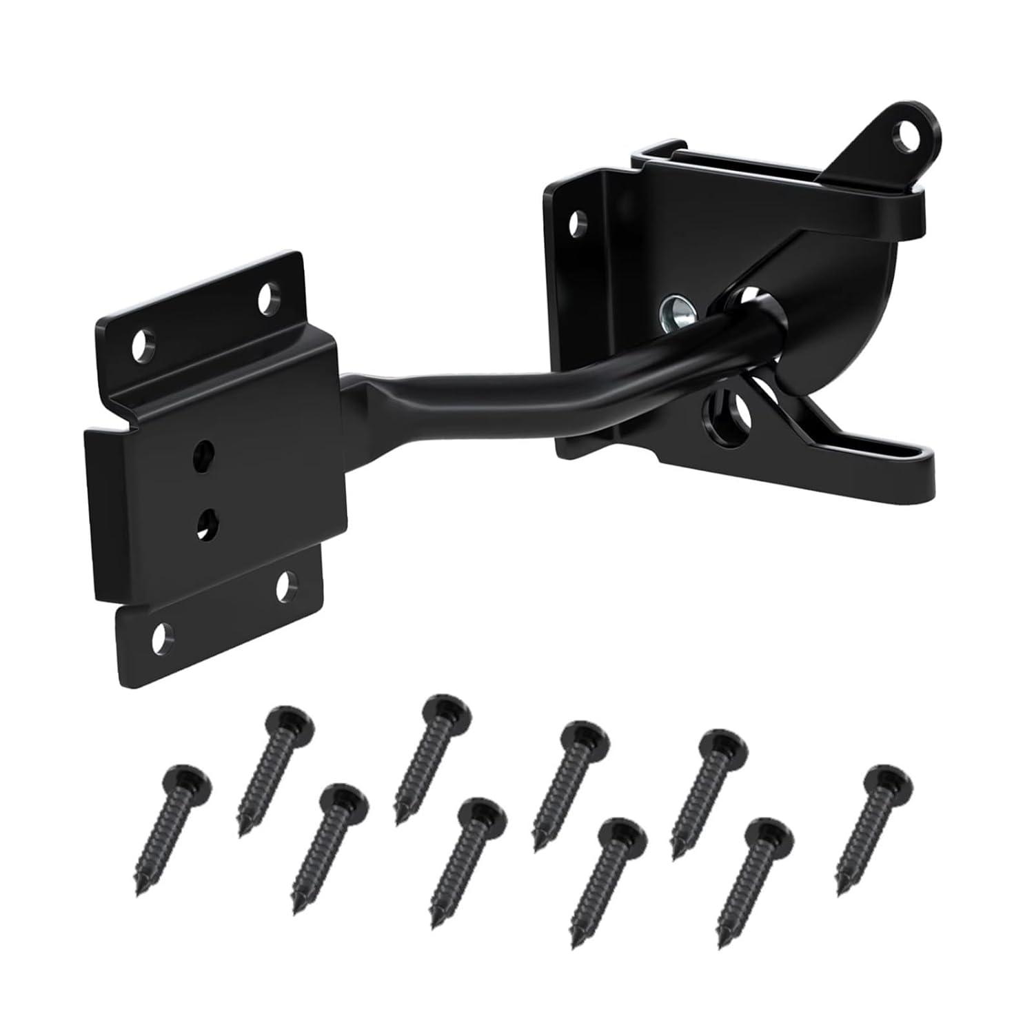 Gate Latch Automatic Gate Gravity Latch Self Locking Fence Gate Latch with Pull Cable for Wooden Fence Gates Door, Black