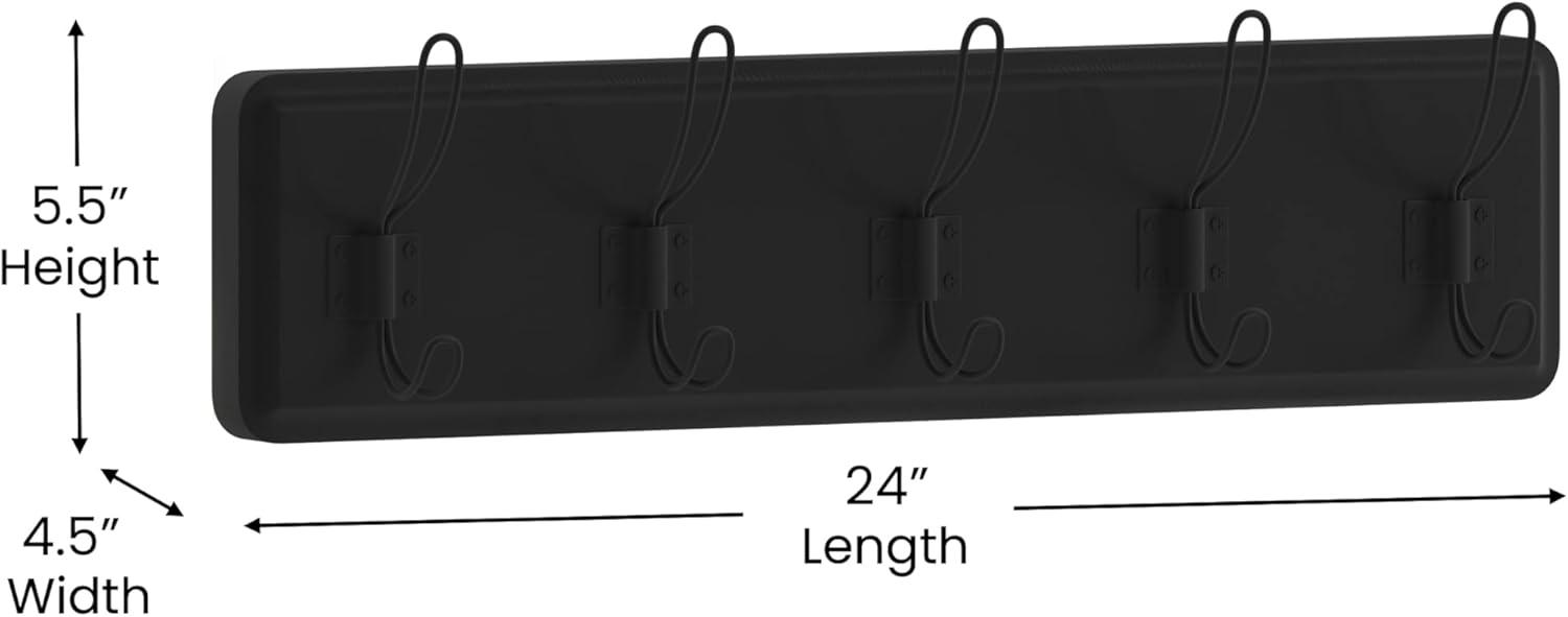 Flash Furniture Daly Rustic Rectangle Wood Coat Rack with Shelf/Storage, Black Wash