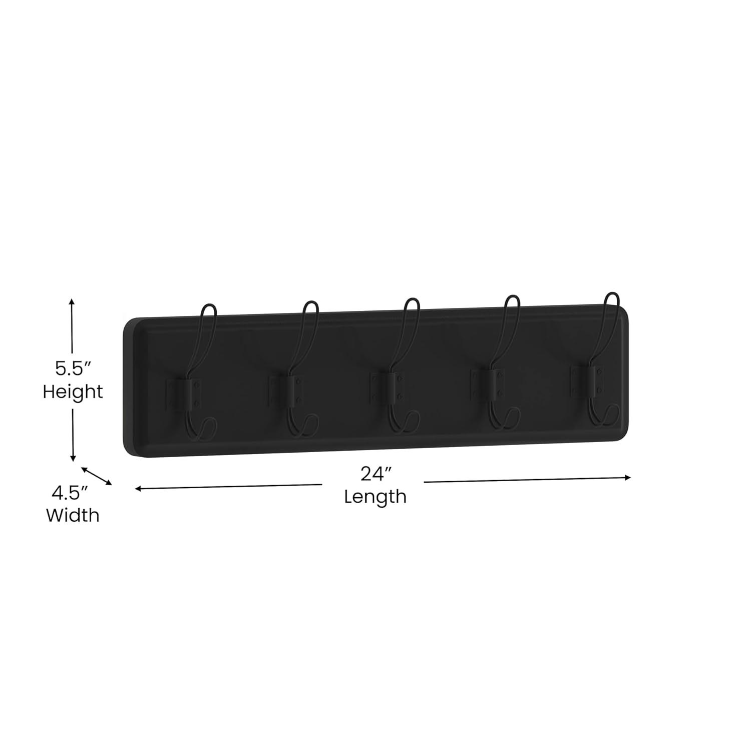 Flash Furniture Daly Rustic Rectangle Wood Coat Rack with Shelf/Storage, Black Wash