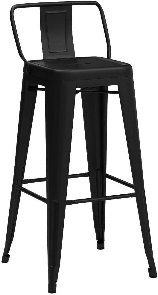 Andeworld 26" Low Back Metal Counter Stool Height Bar Stools [Set of 4] Barstools, Black