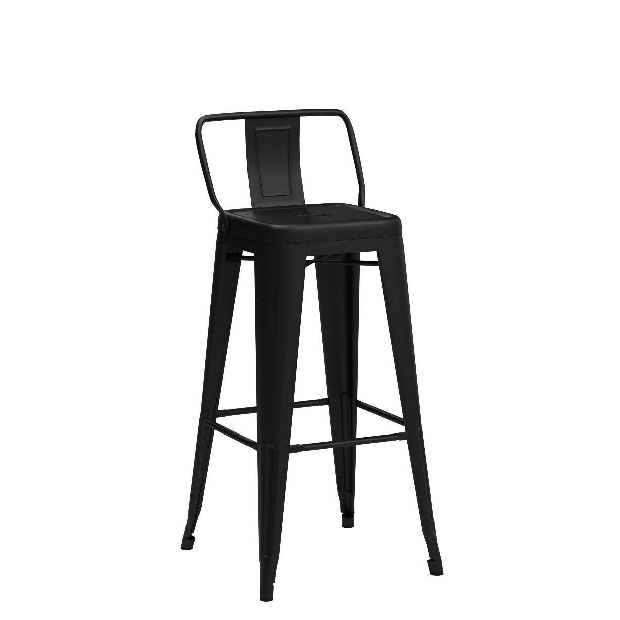 Andeworld 26" Low Back Metal Counter Stool Height Bar Stools [Set of 4] Barstools, Black