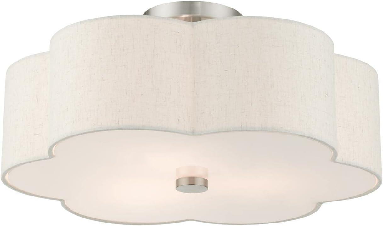 Solstice French Country Chic 3-Light Brushed Nickel Semi-Flush Mount