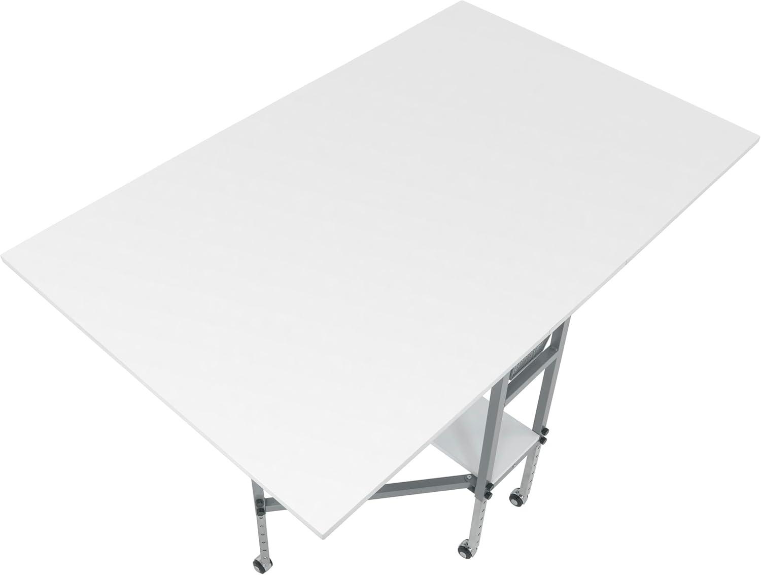 Sew Ready 58.75'' x 36.5'' Foldable Sewing Table with Sewing Machine Platform and Wheels