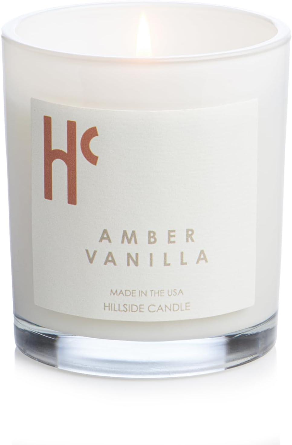 Hillside Candle "Amber Vanilla" Scented Candles, Single Wick, Luxury Candles, Scented Candles for Home ( 9 oz)