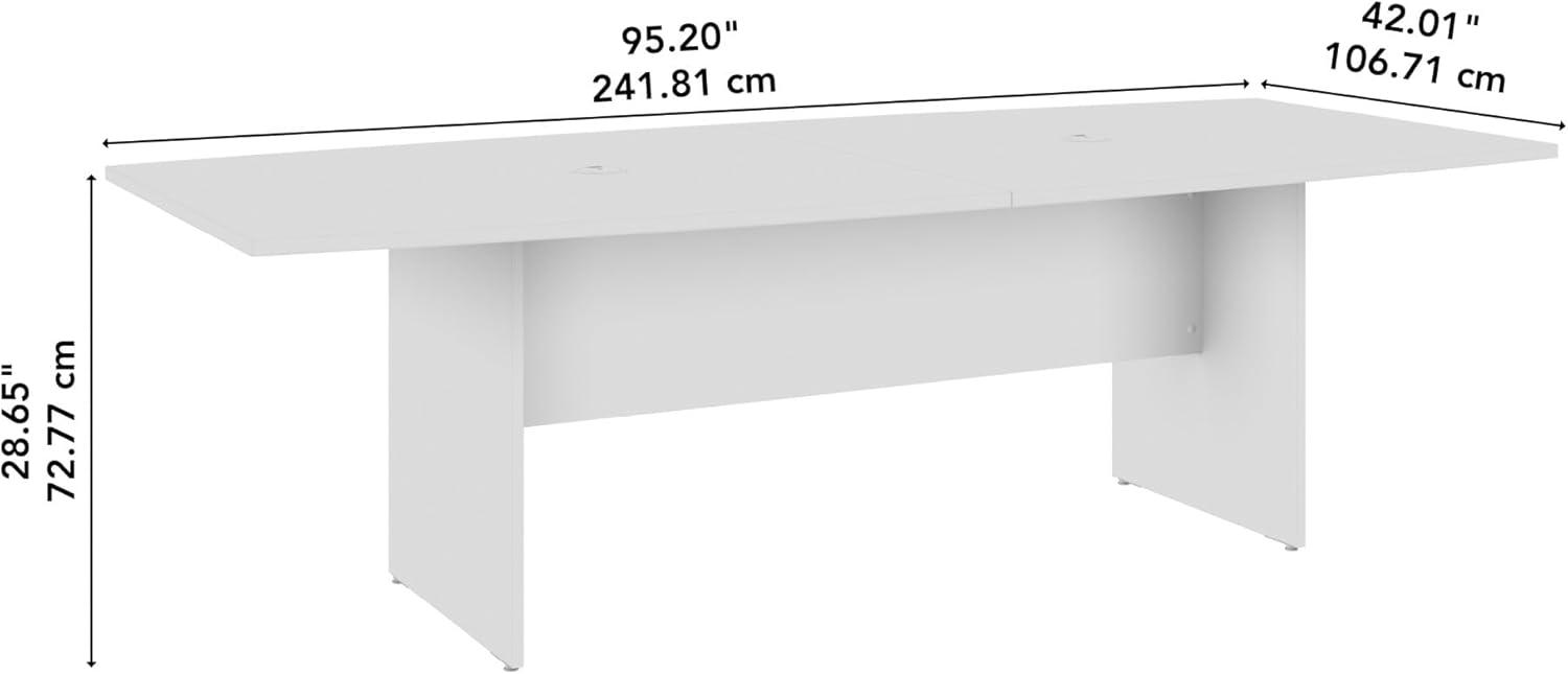 BBF 96W x 42D Boat Shaped Conference Table with Wood Base